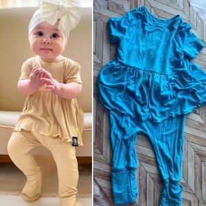 Ready set romper bright blue twirl romper, no snaps, short sleeve size 0-6 month
